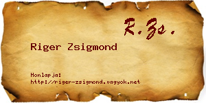 Riger Zsigmond névjegykártya